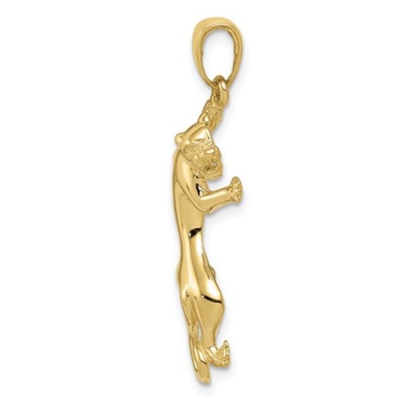 10k Yellow Gold Polished Panther Necklace Charm Pendant unisex 36mm x 18mm - Picture 2 of 4